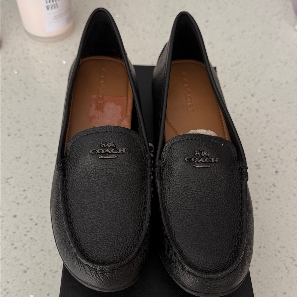 Coach Men Black Leather Slip-On Loafers - Picture 2 of 3